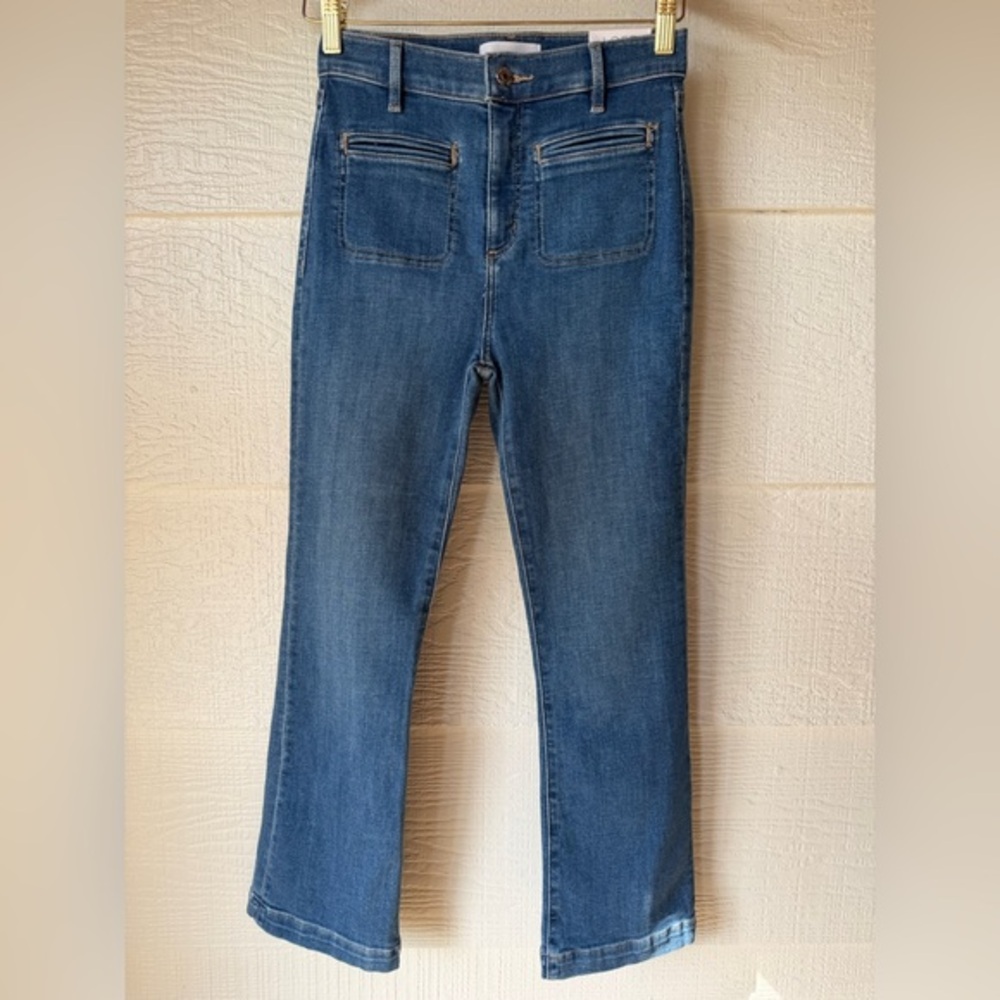 LOFT The Kick Crop High Rise Button Fly Crop Jeans Size 25/0 NWT Raw Hem Regular